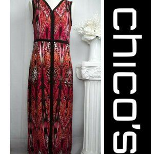 Chico's Multicolored Aztec Sleeveless Maxi Dress Empire Waist (Size 0) Small